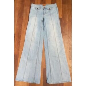 JOE FRESH WOMENs 4 LIGHT WASH WIDE LEG JEANS 30 x 34 TALL Stretch Flap pockets